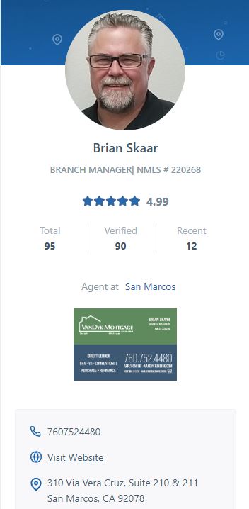 Brian Skaar nmls 220268 Review Rating 4.99 of 5 8-15-22
